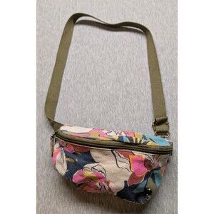 BILLABONG Women’s BELT BAG/Fanny Pack ZIP Muted Floral COTTON Adjustable EUC
